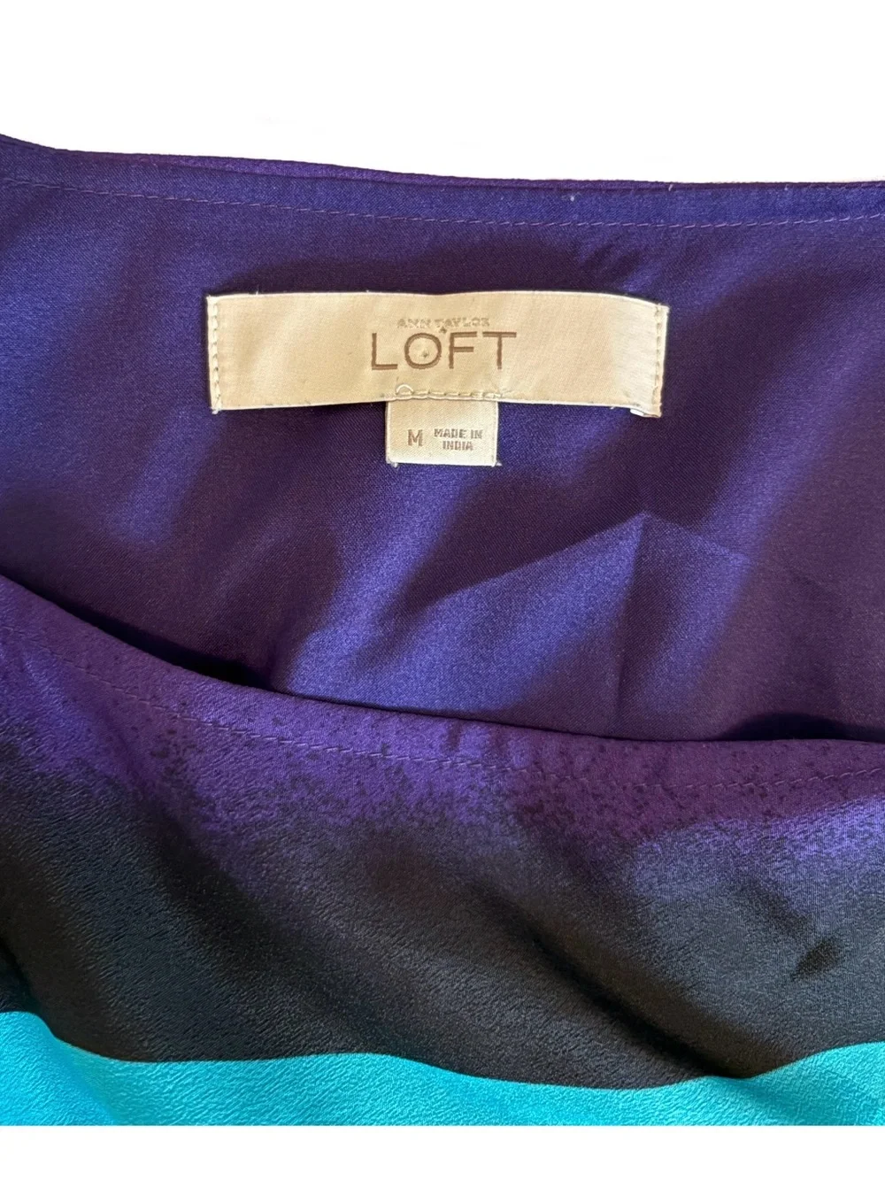 LOFT Multicolor Striped Cap-Sleeve Dress — Turquoise, Purple & Black